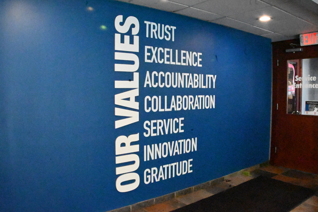 our_values Co-op Service Center values on blue wall